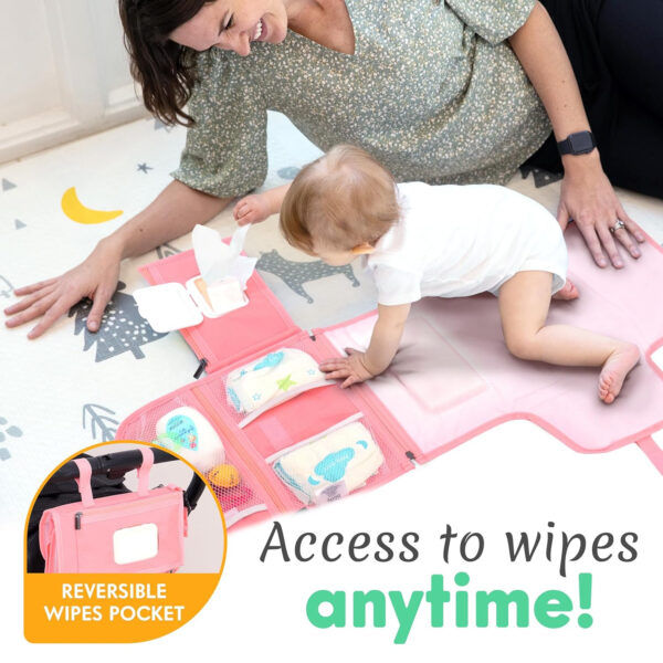 Kopi Baby Portable Diaper Changing Pad - Baby Diaper Changer Travel Bag with Wipes Pocket, Smart Design Portable Changing Mat, Infant Travel Station Kit, Gift for Newborn Girl & Boy - Grey, Classic