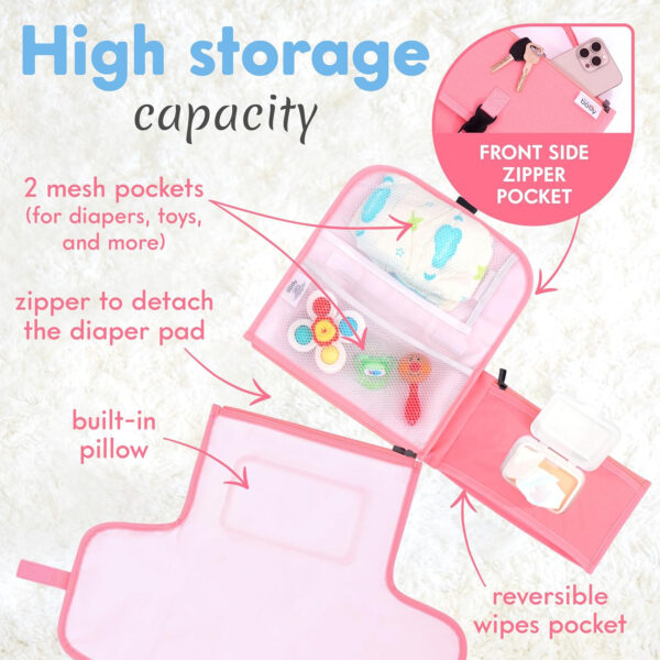 Kopi Baby Portable Diaper Changing Pad - Baby Diaper Changer Travel Bag with Wipes Pocket, Smart Design Portable Changing Mat, Infant Travel Station Kit, Gift for Newborn Girl & Boy - Grey, Classic