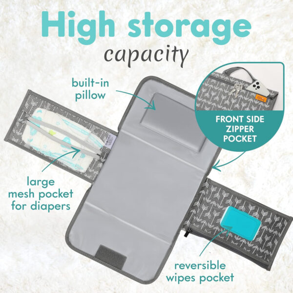 Kopi Baby Portable Diaper Changing Pad - Baby Diaper Changer Travel Bag with Wipes Pocket, Smart Design Portable Changing Mat, Infant Travel Station Kit, Gift for Newborn Girl & Boy - Grey, Classic