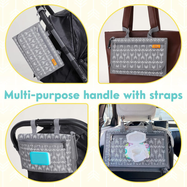 Kopi Baby Portable Diaper Changing Pad - Baby Diaper Changer Travel Bag with Wipes Pocket, Smart Design Portable Changing Mat, Infant Travel Station Kit, Gift for Newborn Girl & Boy - Grey, Classic