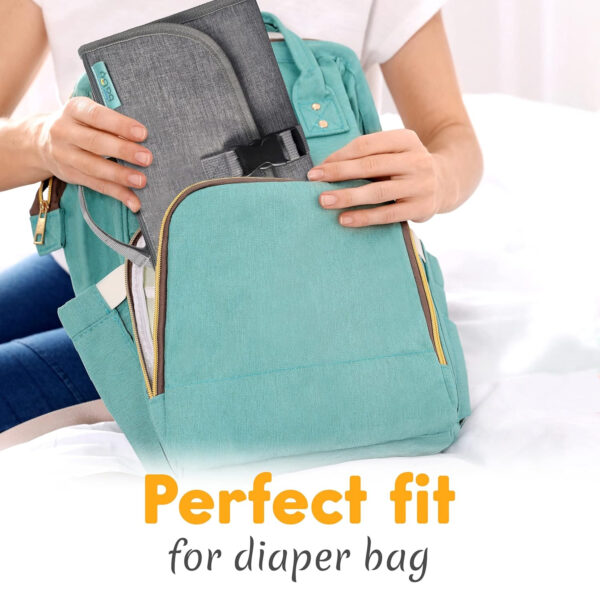 Kopi Baby Portable Diaper Changing Pad - Baby Diaper Changer Travel Bag with Wipes Pocket, Smart Design Portable Changing Mat, Infant Travel Station Kit, Gift for Newborn Girl & Boy - Grey, Classic