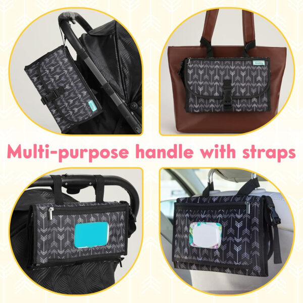 Kopi Baby Portable Diaper Changing Pad - Baby Diaper Changer Travel Bag with Wipes Pocket, Smart Design Portable Changing Mat, Infant Travel Station Kit, Gift for Newborn Girl & Boy - Grey, Classic