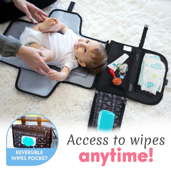 Kopi Baby Portable Diaper Changing Pad - Baby Diaper Changer Travel Bag with Wipes Pocket, Smart Design Portable Changing Mat, Infant Travel Station Kit, Gift for Newborn Girl & Boy - Grey, Classic