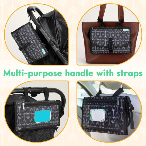 Kopi Baby Portable Diaper Changing Pad - Baby Diaper Changer Travel Bag with Wipes Pocket, Smart Design Portable Changing Mat, Infant Travel Station Kit, Gift for Newborn Girl & Boy - Grey, Classic