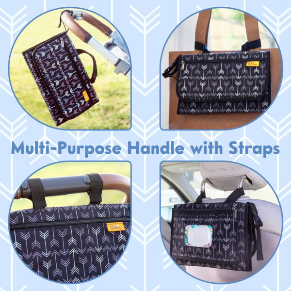 Kopi Baby Portable Diaper Changing Pad - Baby Diaper Changer Travel Bag with Wipes Pocket, Smart Design Portable Changing Mat, Infant Travel Station Kit, Gift for Newborn Girl & Boy - Grey, Classic