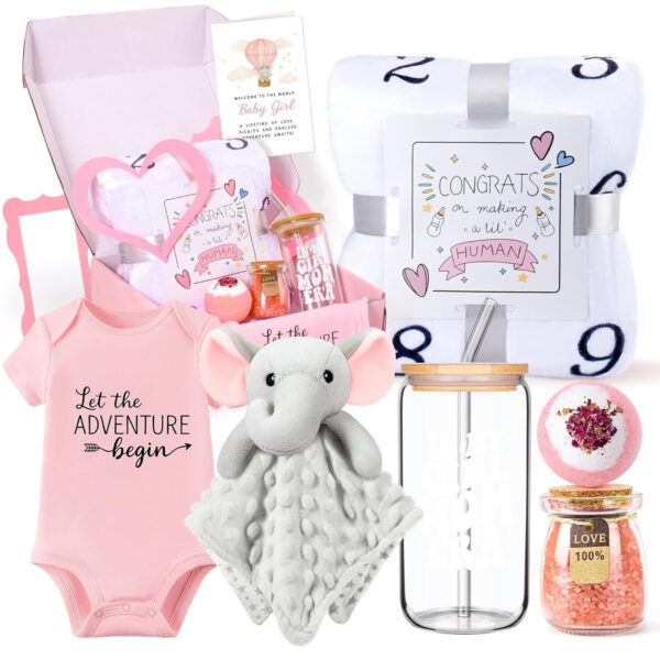 New Mom Gifts & Baby Girl Gift Set for Newborn,12PCS Baby Shower Gifts, Newborn Baby Girl Gifts,Pregnancy Gifts for Expecting Mom,New Mom Care Package After Baby, Pregnancy Gifts for Women and Baby