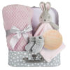 Newborn Baby Girl Gifts Set New Baby Hampers Present for Baby Girl Unique Suitcase Memory Box Cute Soft Congratulations Milestone Pink Bunny Comforter Blanket