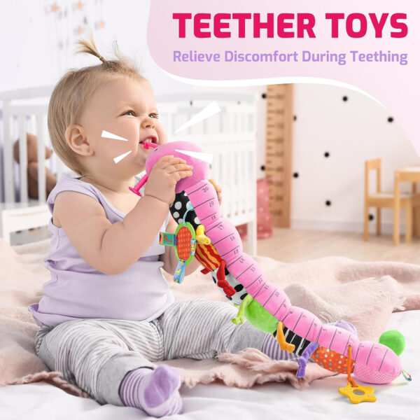 Sumobaby Infant Baby Musical Stuffed Animal Toys for 0-3-6-12 Months,Multi Sensory Toys with Crinkle and Rattles, Tummy Time Toys for Newborn Boys Girls, Caterpillar, Pink