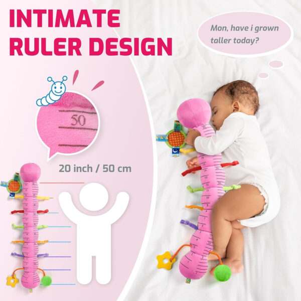 Sumobaby Infant Baby Musical Stuffed Animal Toys for 0-3-6-12 Months,Multi Sensory Toys with Crinkle and Rattles, Tummy Time Toys for Newborn Boys Girls, Caterpillar, Pink