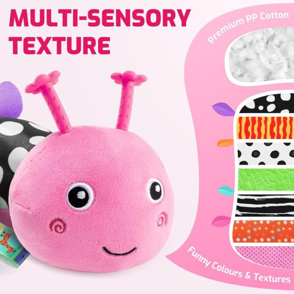Sumobaby Infant Baby Musical Stuffed Animal Toys for 0-3-6-12 Months,Multi Sensory Toys with Crinkle and Rattles, Tummy Time Toys for Newborn Boys Girls, Caterpillar, Pink