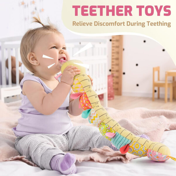 Sumobaby Infant Baby Musical Stuffed Animal Toys for 0-3-6-12 Months,Multi Sensory Toys with Crinkle and Rattles, Tummy Time Toys for Newborn Boys Girls, Caterpillar, Pink