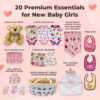 Joyful Arrival Deluxe Baby Girl Gift Basket | 20-Piece Newborn Baby Girl Gift Set | Baby Gift for Expecting Moms and Gender Reveals | New Baby Gift Basket | Baby Gift Set - Pink | Nikki's Gift Baskets