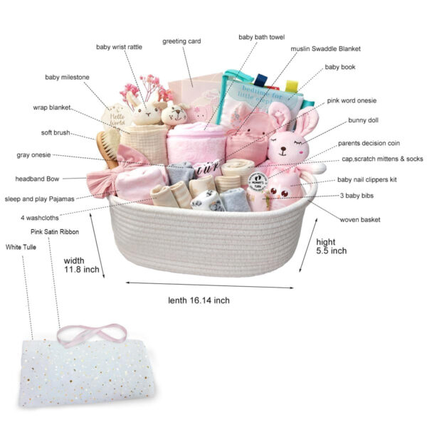 27-Piece Baby Shower Gifts for Boys, Newborn Essentials Must Haves,Large Baby Boy Gift Basket Set Essential Stuff,Gender Reveal Gifts,Rattle Swaddle,Blue,Baby Registry Search,Diaper Caddy Organizer