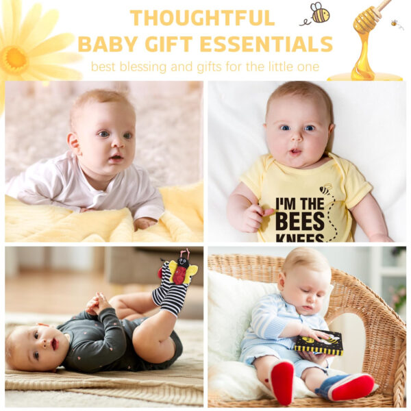 Baby Gift Set, Baby Shower Gifts, Black and White High Contrast Baby Toys 0-6 Months for Newborn Essentials Infant Rattle Socks Elephant Toys Blanket Onesies Baby Gift Basket for Girls Boys