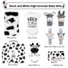 Baby Gift Set, Baby Shower Gifts, Black and White High Contrast Baby Toys 0-6 Months for Newborn Essentials Infant Rattle Socks Elephant Toys Blanket Onesies Baby Gift Basket for Girls Boys