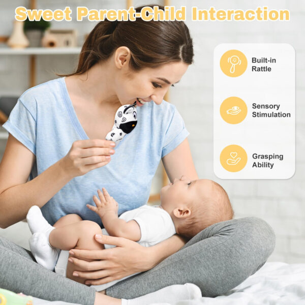 Baby Gift Set, Baby Shower Gifts, Black and White High Contrast Baby Toys 0-6 Months for Newborn Essentials Infant Rattle Socks Elephant Toys Blanket Onesies Baby Gift Basket for Girls Boys