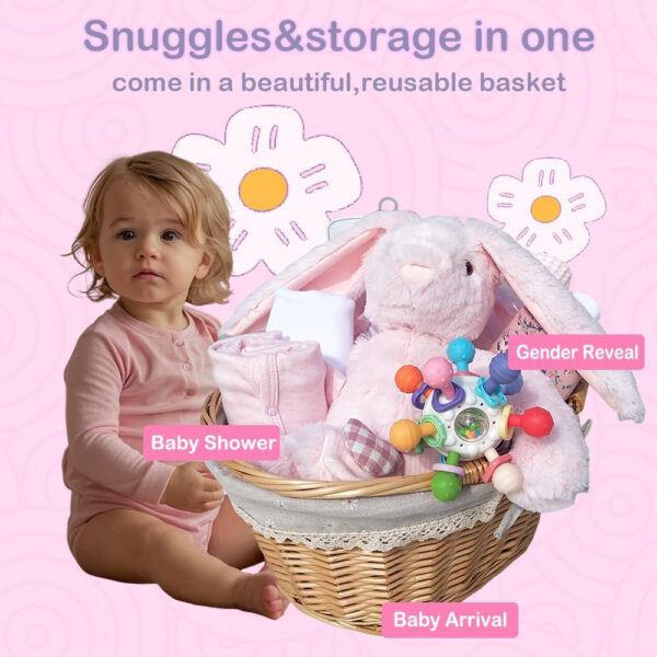 Deluxe Baby Shower Gifts Set for Girl, 21 New Baby Essentials, Gifts for Expecting Moms, Unique Baby Girl Gifts,Baby Girl Clothes,Socks,Blanket & Washcloths,Pink - Gift Baskets