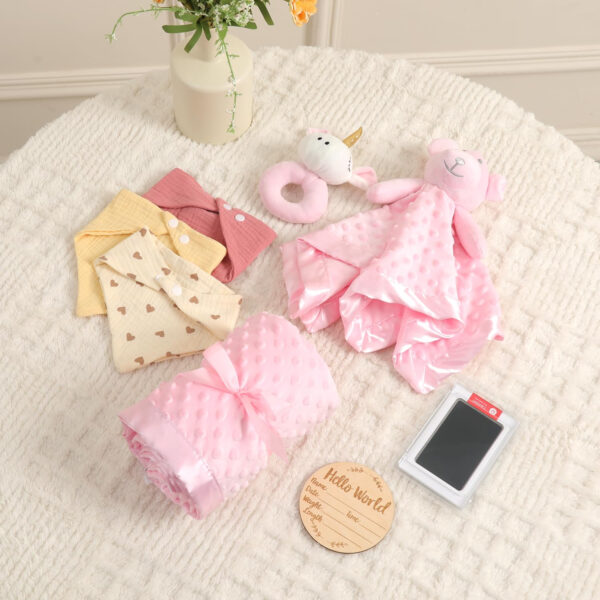 Baby Shower Gifts for Girls - Premium 10-Piece Baby Bundle | Baby Girl Gifts & Baby Gifts for Girls Newborn 0-6 Months | Keepsake Set with Blanket, Bibs, Lovey, Rattle & More