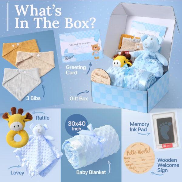 Baby Shower Gifts for Girls - Premium 10-Piece Baby Bundle | Baby Girl Gifts & Baby Gifts for Girls Newborn 0-6 Months | Keepsake Set with Blanket, Bibs, Lovey, Rattle & More