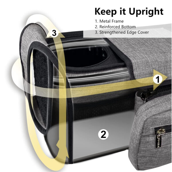 TOPDesign Universal Baby Stroller Organizer, Stroller Caddy with Detachable Mesh Bag & Heightened Insulated Cup Holders & Non-Slip Secure Hooks Accessories, Fits Most Strollers (Pink)