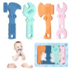 TYRY.HU Baby Teething Toys for Babies 0-6 Months 6-12 Months, BPA Free Silicone Baby Molar Teether Chew Toys, Hammer Wrench Spanner Pliers for Boys Girls, Soft-Textured, Easy to Hold & Clean, 4 Packs