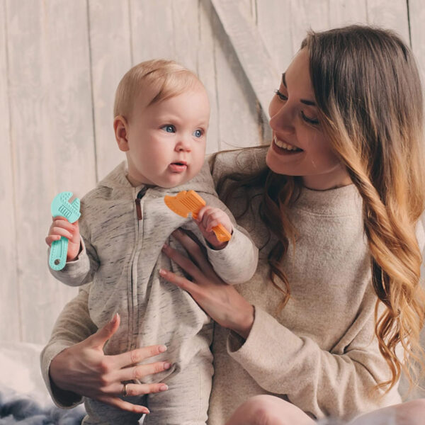 TYRY.HU Baby Teething Toys for Babies 0-6 Months 6-12 Months, BPA Free Silicone Baby Molar Teether Chew Toys, Hammer Wrench Spanner Pliers for Boys Girls, Soft-Textured, Easy to Hold & Clean, 4 Packs