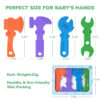TYRY.HU Baby Teething Toys for Babies 0-6 Months 6-12 Months, BPA Free Silicone Baby Molar Teether Chew Toys, Hammer Wrench Spanner Pliers for Boys Girls, Soft-Textured, Easy to Hold & Clean, 4 Packs