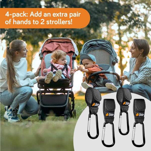 Baby Uma Stroller Hooks for Bags (2 Pack) - Universal Stroller Clips and Hooks, Non-Slip with One-Hand Opening, 11 lb Weight Capacity, Baby Travel Essential