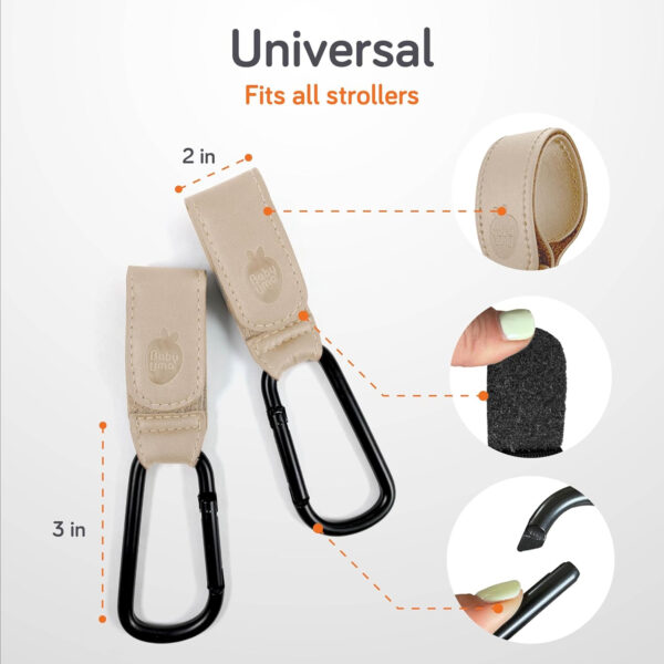 Baby Uma Stroller Hooks for Bags (2 Pack) - Universal Stroller Clips and Hooks, Non-Slip with One-Hand Opening, 11 lb Weight Capacity, Baby Travel Essential