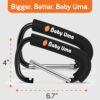 Baby Uma Stroller Hooks for Bags (2 Pack) - Universal Stroller Clips and Hooks, Non-Slip with One-Hand Opening, 11 lb Weight Capacity, Baby Travel Essential