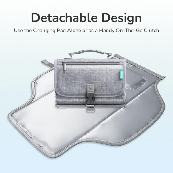 Portable Diaper Changing Pad for Baby, Detachable Travel Changing Pad with Baby Wipes Pocket, Gifts for Baby Shower, Newborn Girls and Boys (Grey)