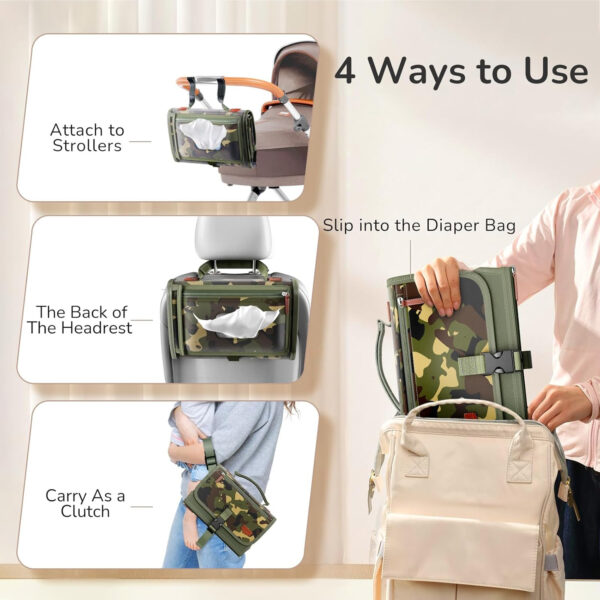 Portable Diaper Changing Pad for Baby, Detachable Travel Changing Pad with Baby Wipes Pocket, Gifts for Baby Shower, Newborn Girls and Boys (Grey)