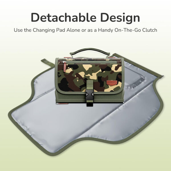 Portable Diaper Changing Pad for Baby, Detachable Travel Changing Pad with Baby Wipes Pocket, Gifts for Baby Shower, Newborn Girls and Boys (Grey)