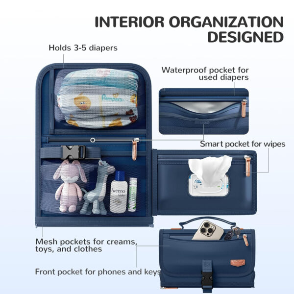 Portable Diaper Changing Pad for Baby, Detachable Travel Changing Pad with Baby Wipes Pocket, Gifts for Baby Shower, Newborn Girls and Boys (Grey)