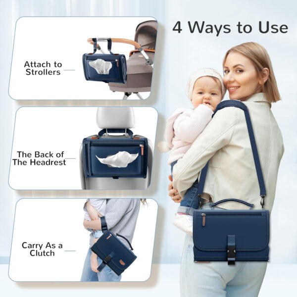 Portable Diaper Changing Pad for Baby, Detachable Travel Changing Pad with Baby Wipes Pocket, Gifts for Baby Shower, Newborn Girls and Boys (Grey)