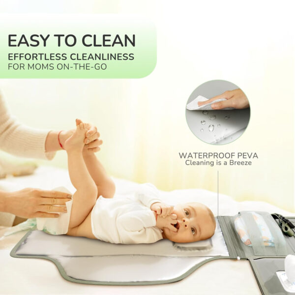 Portable Diaper Changing Pad for Baby, Detachable Travel Changing Pad with Baby Wipes Pocket, Gifts for Baby Shower, Newborn Girls and Boys (Grey)