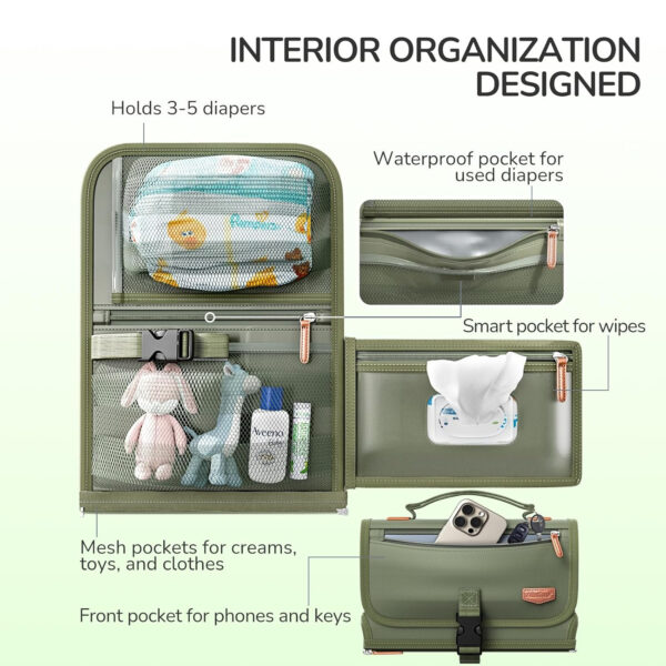 Portable Diaper Changing Pad for Baby, Detachable Travel Changing Pad with Baby Wipes Pocket, Gifts for Baby Shower, Newborn Girls and Boys (Grey)