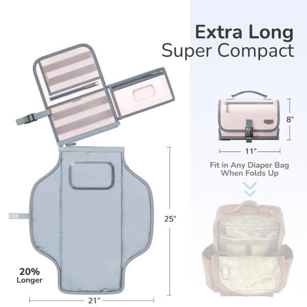 Portable Diaper Changing Pad for Baby, Detachable Travel Changing Pad with Baby Wipes Pocket, Gifts for Baby Shower, Newborn Girls and Boys (Grey)