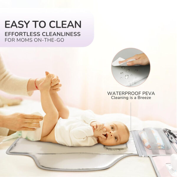 Portable Diaper Changing Pad for Baby, Detachable Travel Changing Pad with Baby Wipes Pocket, Gifts for Baby Shower, Newborn Girls and Boys (Grey)