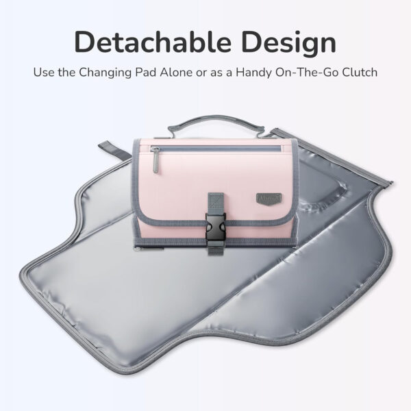 Portable Diaper Changing Pad for Baby, Detachable Travel Changing Pad with Baby Wipes Pocket, Gifts for Baby Shower, Newborn Girls and Boys (Grey)