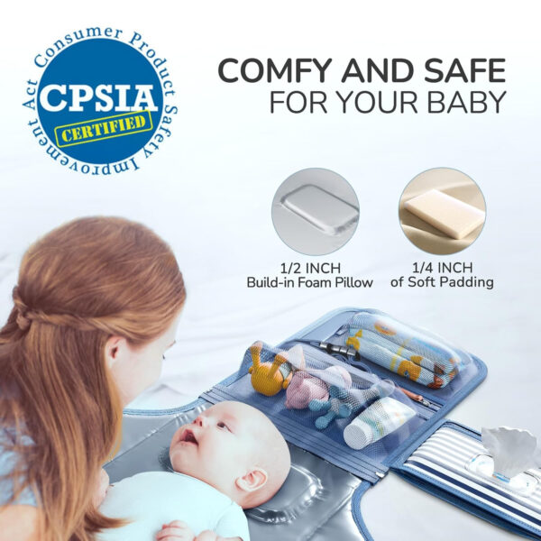 Portable Diaper Changing Pad for Baby, Detachable Travel Changing Pad with Baby Wipes Pocket, Gifts for Baby Shower, Newborn Girls and Boys (Grey)