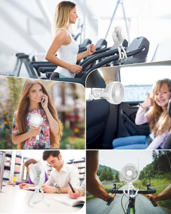 Stroller Fan Clip on for Baby, 4000mAh Rechargeable Battery Operated, Flexible Tripod, 3 Wind Speed, 360° Rotatable, Small Portable Fan for Car Seat Crib Backseat Beach Travel Camping, Pink