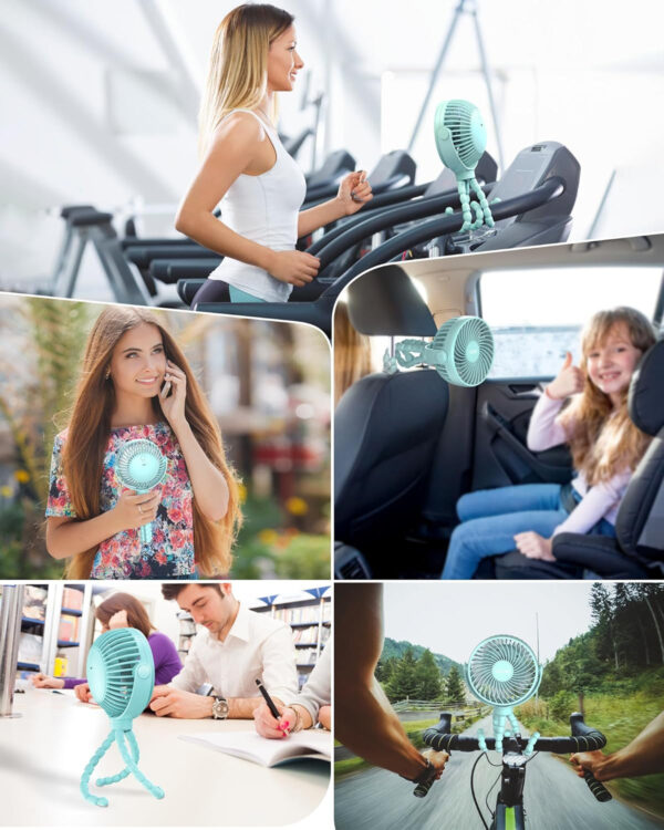 Stroller Fan Clip on for Baby, 4000mAh Rechargeable Battery Operated, Flexible Tripod, 3 Wind Speed, 360° Rotatable, Small Portable Fan for Car Seat Crib Backseat Beach Travel Camping, Pink