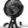 Stroller Fan Clip on for Baby, 4000mAh Rechargeable Battery Operated, Flexible Tripod, 3 Wind Speed, 360° Rotatable, Small Portable Fan for Car Seat Crib Backseat Beach Travel Camping, Pink