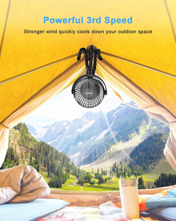 Stroller Fan Clip on for Baby, 4000mAh Rechargeable Battery Operated, Flexible Tripod, 3 Wind Speed, 360° Rotatable, Small Portable Fan for Car Seat Crib Backseat Beach Travel Camping, Pink