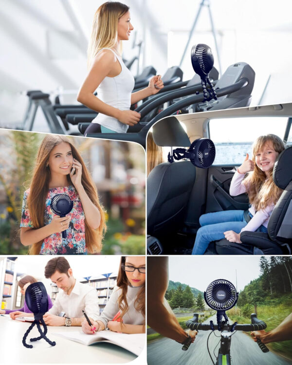 Stroller Fan Clip on for Baby, 4000mAh Rechargeable Battery Operated, Flexible Tripod, 3 Wind Speed, 360° Rotatable, Small Portable Fan for Car Seat Crib Backseat Beach Travel Camping, Pink