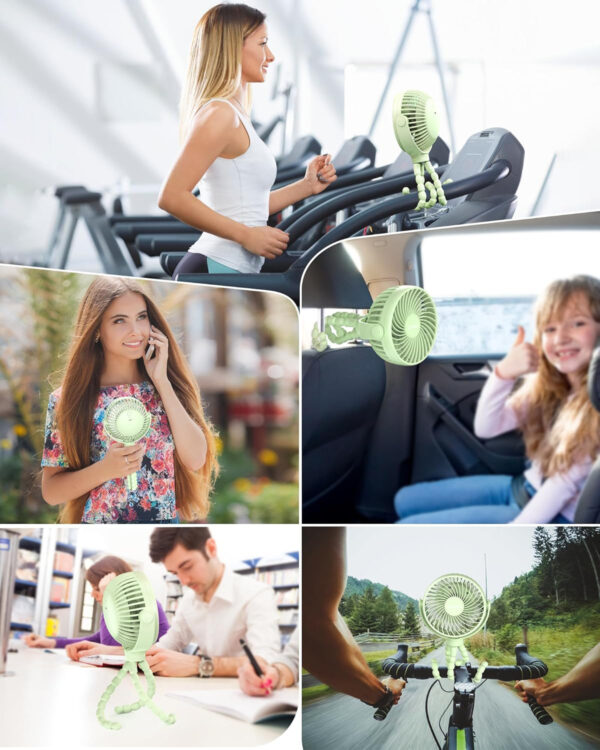 Stroller Fan Clip on for Baby, 4000mAh Rechargeable Battery Operated, Flexible Tripod, 3 Wind Speed, 360° Rotatable, Small Portable Fan for Car Seat Crib Backseat Beach Travel Camping, Pink