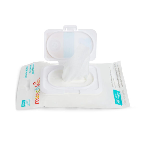 Munchkin Arm & Hammer Pacifier Wipes - Safely Cleans Breast Pump Parts and Feeding Essentials for Baby and Toddler, 1 Pack, 36 Wipes