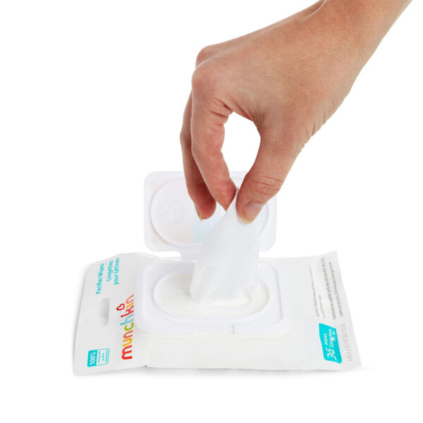 Munchkin Arm & Hammer Pacifier Wipes - Safely Cleans Breast Pump Parts and Feeding Essentials for Baby and Toddler, 1 Pack, 36 Wipes