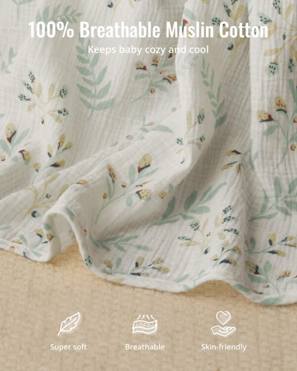 Blissful Diary Baby Car Seat Cover, Extra Large Mesh Window, Breathable Muslin Cotton, Infant Windproof Canopy, Must-Have Baby Gift - Roman Green